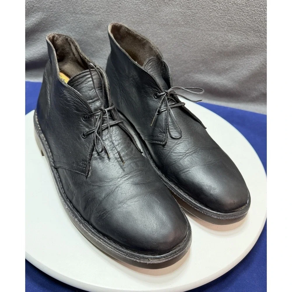 Clarks Bushacre 15522 Chukka Ankle Boots Lace Up Black Leather Men Size 10.5